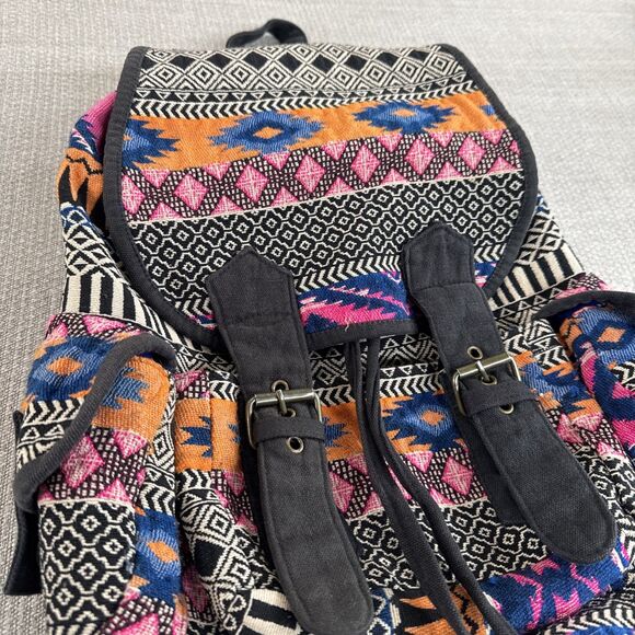 Colorful Southwestern Baja Backpack Beach Purse Hippie Boho Serape Medium Bag - Picture 7 of 9